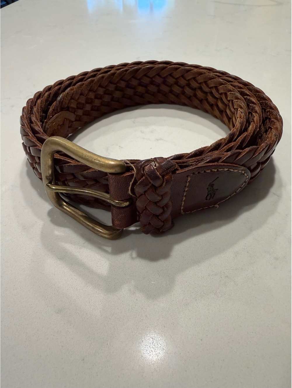 Vintage men's Polo Ralph Lauren Woven Leather Belt Size 40 Preppy Academia Golf
